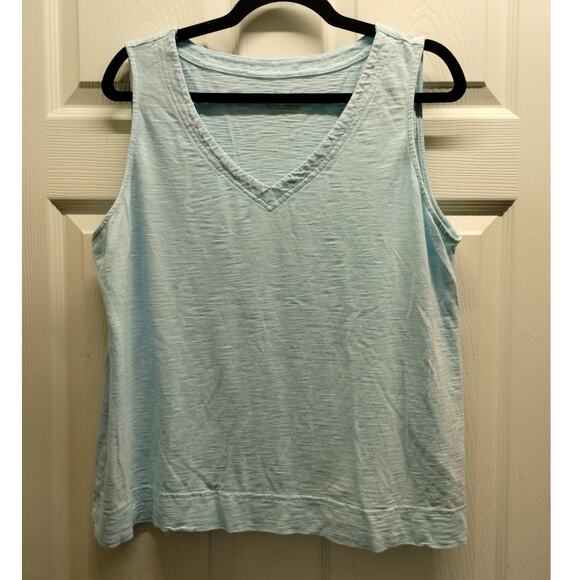 Chico's Size XL (3) Light Blue Slub Cotton Modal V-Neck Ultimate Tee Tank Top - Picture 1 of 5